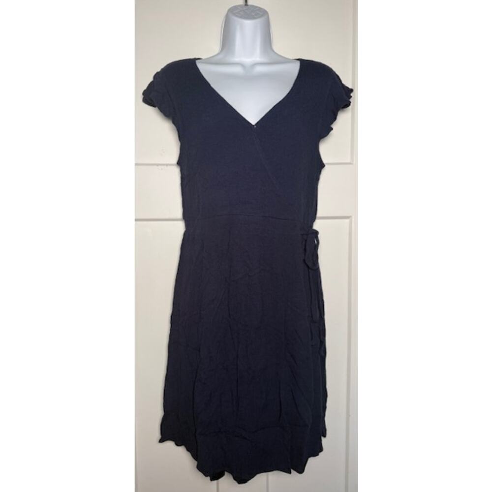 Gilli Faux Wrap Dress Navy Blue Tie Waist Flutter Sleeve Party Cocktail MEDIUM